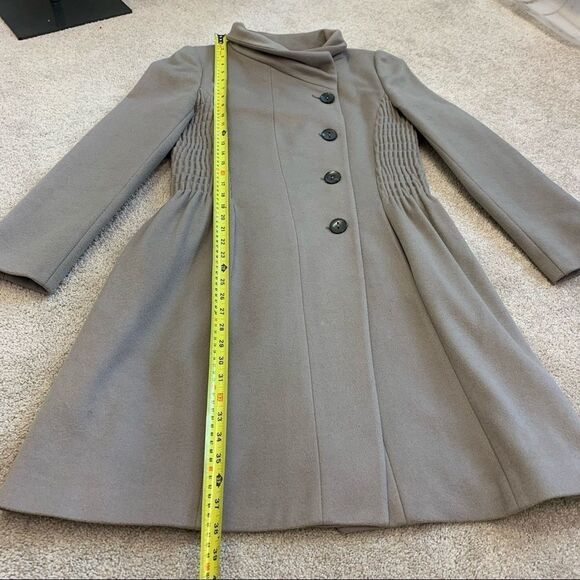 ZARA Taupe greyish tan brown high neck peplum coat size medium - Picture 12 of 13